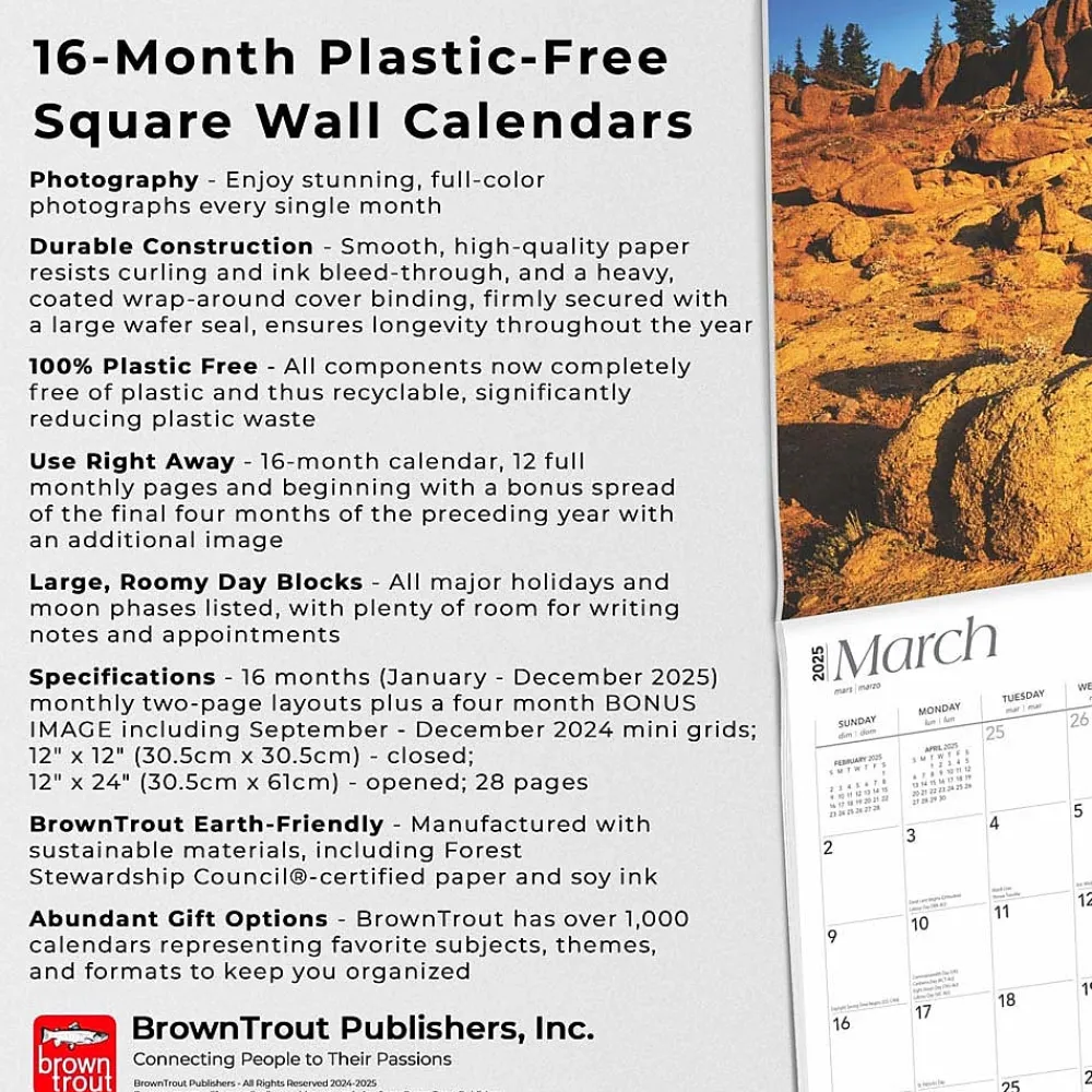 2025 Calendars|BrownTrout 2025 Cascades 12" x 12" Monthly Wall Calendar (9781975474607)