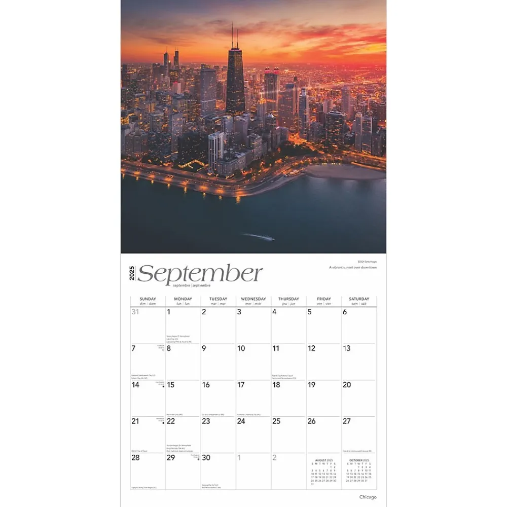2025 Calendars|BrownTrout 2025 Chicago 12" x 24" Monthly Square Wall Calendar, (9781975474645)