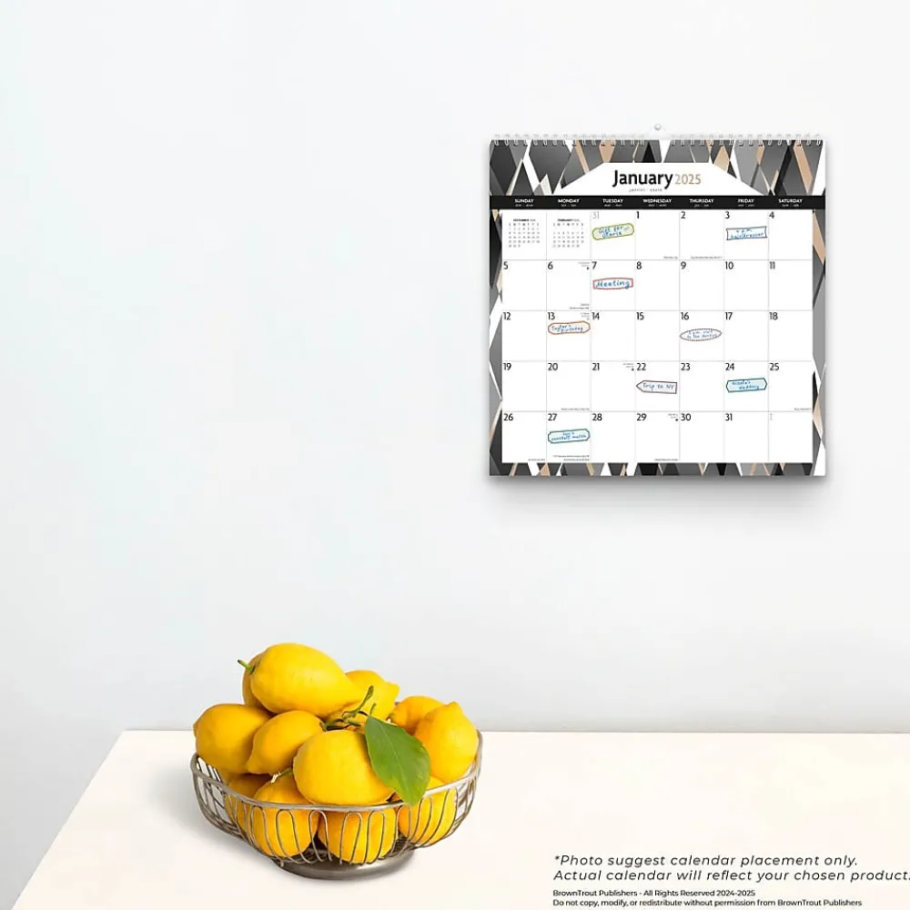 2025 Calendars|BrownTrout 2025 Ebony and Ivory 12" x 12" Monthly Wire-O Wall Calendar (9781975478490)