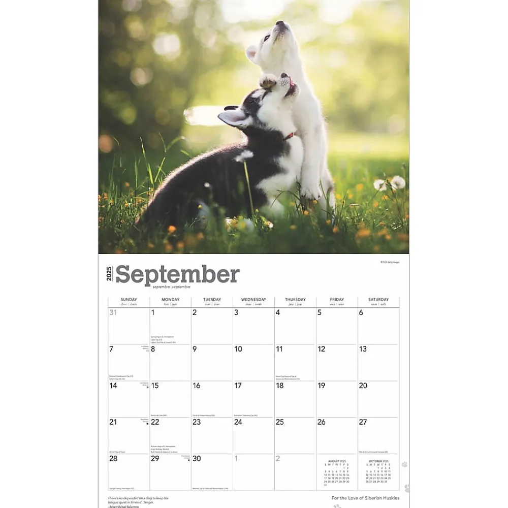 2025 Calendars|BrownTrout 2025 For the Love of Siberian Huskies 7" x 12" Monthly Wall Calendar (9781975473082)