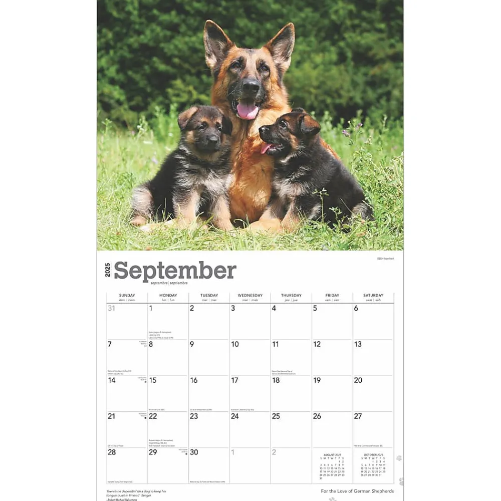 2025 Calendars|BrownTrout 2025 For the Love of German Shepherds 7" x 12" Monthly Wall Calendar (9781975473037)