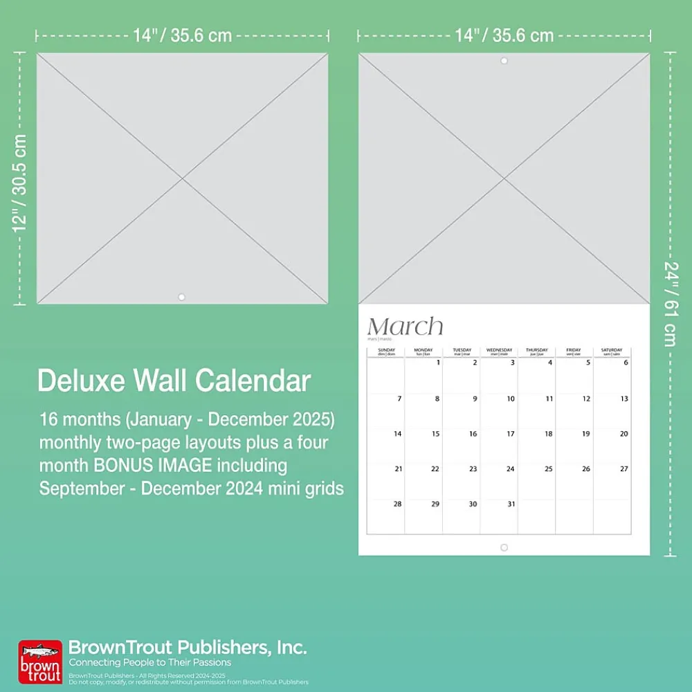 2025 Calendars|BrownTrout 2025 For the Love of Labrador Retrievers 14" x 24" Monthly Deluxe Wall Calendar, (9781975473068)