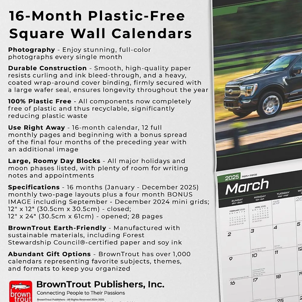 2025 Calendars|BrownTrout 2025 Ford F150 Trucks OFFICIAL 12" x 24" Monthly Square Wall Calendar (9781975479725)