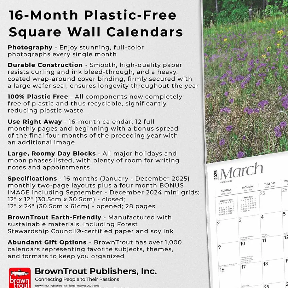 2025 Calendars|BrownTrout 2025 Georgia Wild & Scenic 12" x 12" Monthly Square Wall Calendar (9781975474836)