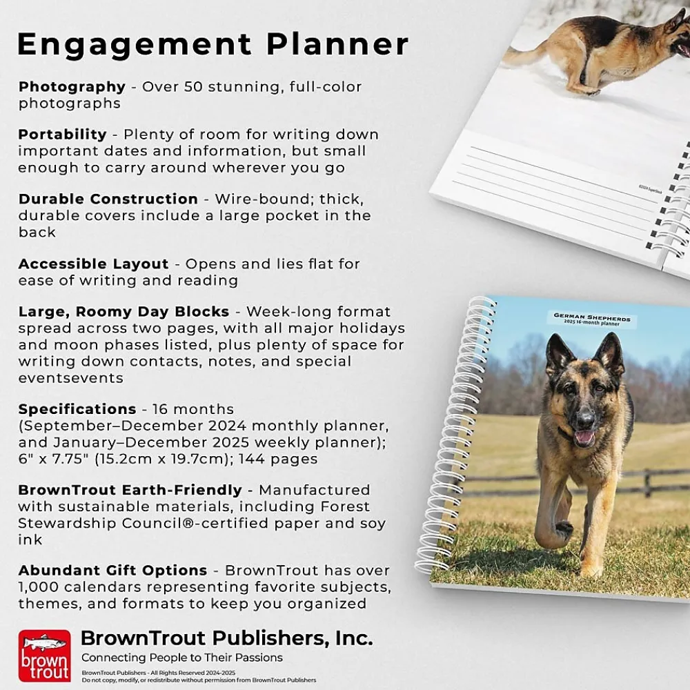 2025 Planners|BrownTrout 2025 German Shepherds 6" x 7.75" Weekly Engagement Planner, Paper Cover, Multicolored (9781975473143)