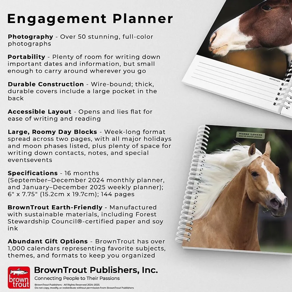2025 Planners|BrownTrout 2025 Horse Lovers 6" x 7.75" Weekly Engagement Planner, Paper Cover, Multicolored (9781975473273)