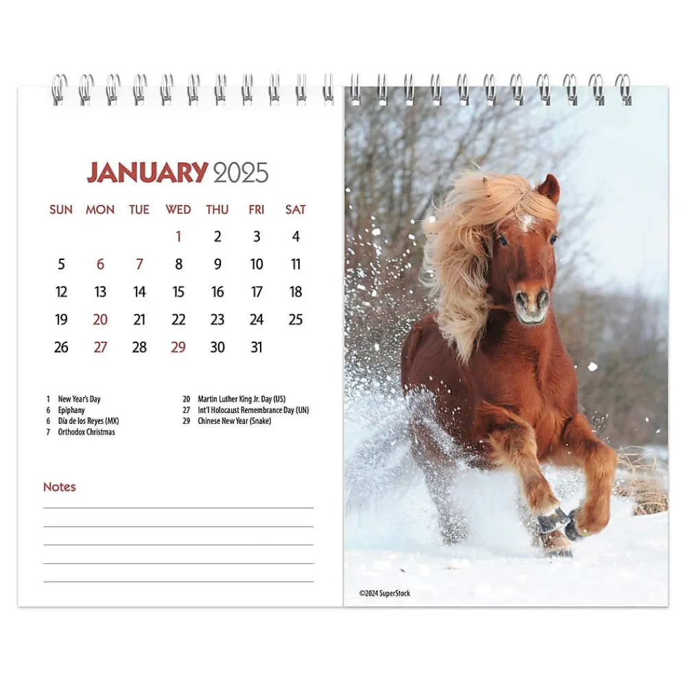 2025 Calendars|BrownTrout 2025 Horse Lovers 7.5" x 6" Monthly Desk Calendar (9781975478476)