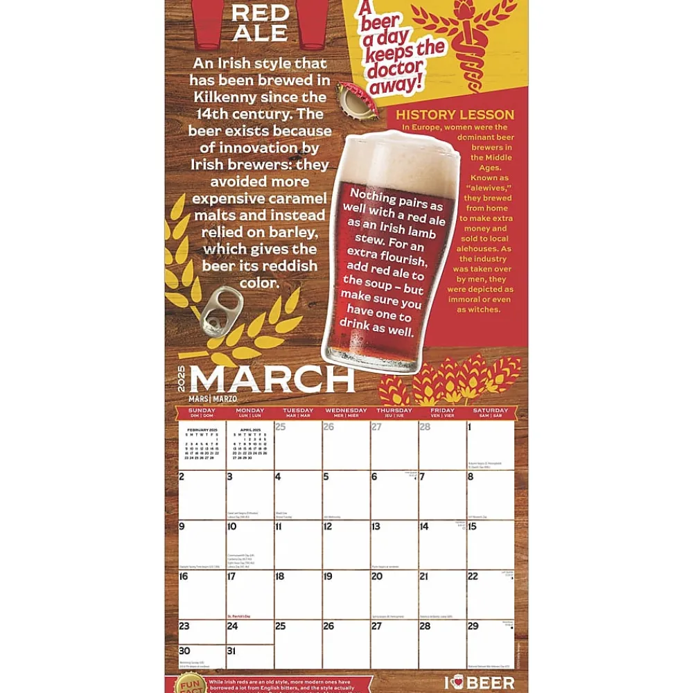2025 Calendars|BrownTrout 2025 I Love Beer 12" x 12" Monthly Wall Calendar (9781975479459)