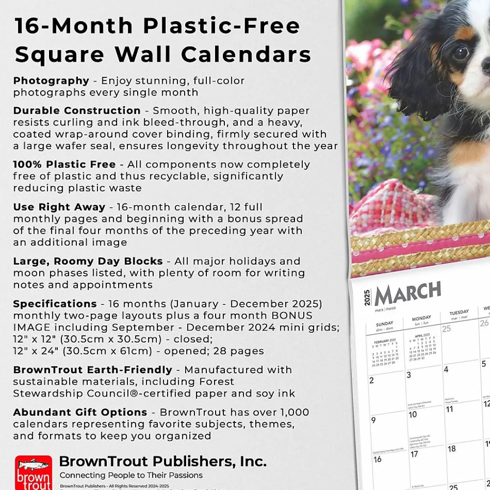 2025 Calendars|BrownTrout 2025 I Love Puppies 12" x 12" Monthly Wall Calendar (9781975477592)