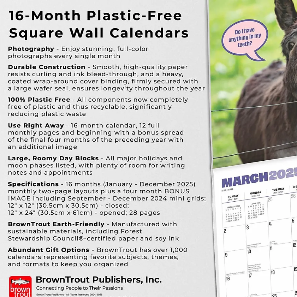 2025 Calendars|BrownTrout 2025 Jackasses 12" x 12" Monthly Wall Calendar (9781975477240)