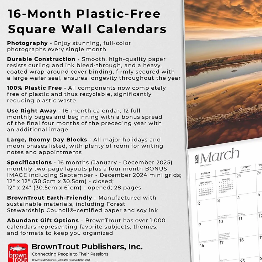 2025 Calendars|BrownTrout 2025 Kansas Wild & Scenic 12" x 12" Monthly Wall Calendar (9781975474997)