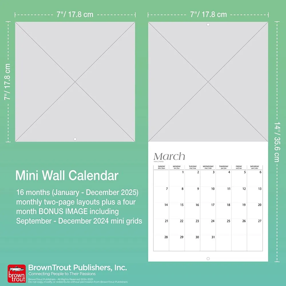2025 Calendars|BrownTrout 2025 Karate Cats 7" x 14" Monthly Mini Wall Calendar, (9781975479541)