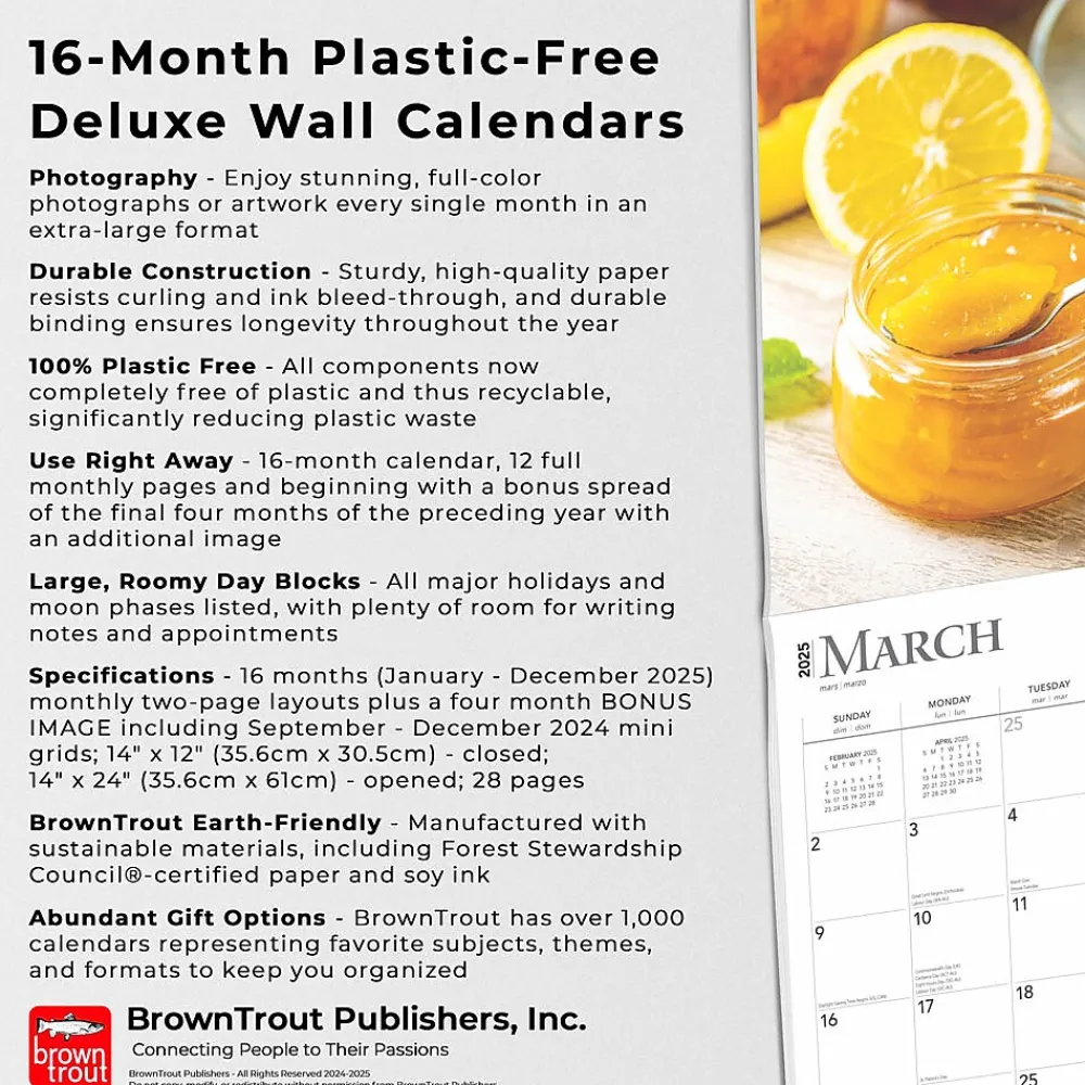 2025 Calendars|BrownTrout 2025 Kitchen 14" x 24" Monthly Deluxe Wall Calendar, (9781975473051)
