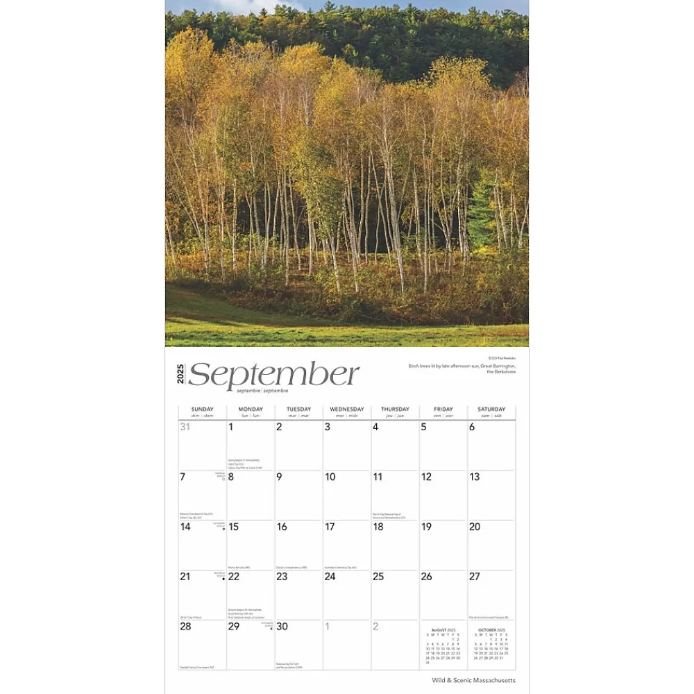 2025 Calendars|BrownTrout 2025 Massachusetts Wild & Scenic 12" x 12" Monthly Square Wall Calendar (9781975475208)
