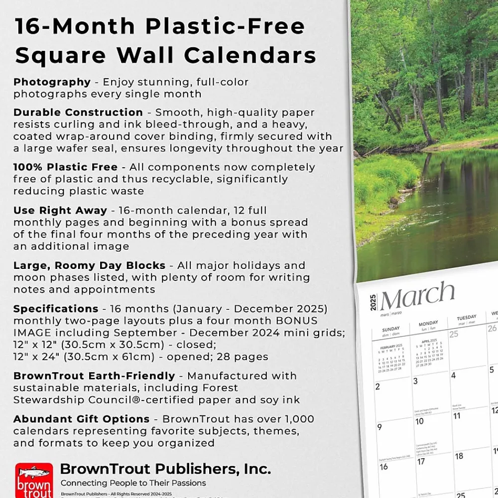2025 Calendars|BrownTrout 2025 Massachusetts Wild & Scenic 12" x 12" Monthly Square Wall Calendar (9781975475208)