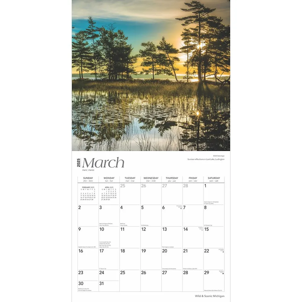 2025 Calendars|BrownTrout 2025 Michigan Wild & Scenic 12" x 24" Monthly Square Wall Calendar (9781975475277)