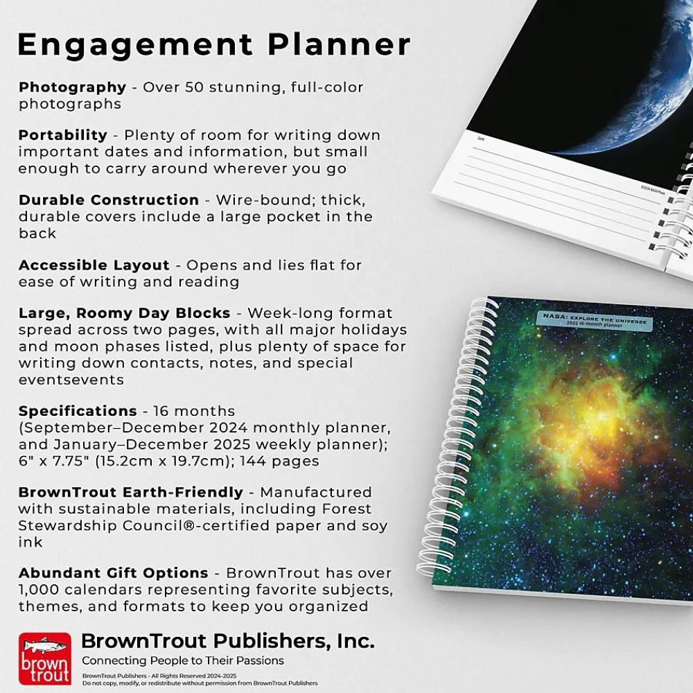 2025 Planners|BrownTrout 2025 NASA Explore the Universe 6" x 7.75" Weekly Planner, Paper Cover, Multicolored (9781975473280)