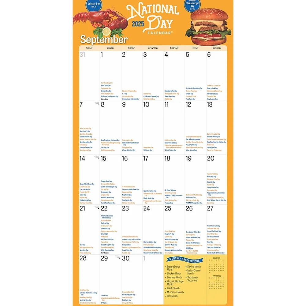 2025 Calendars|BrownTrout 2025 National Day 12" x 12" Monthly Square Wall Calendar (9781975479985)