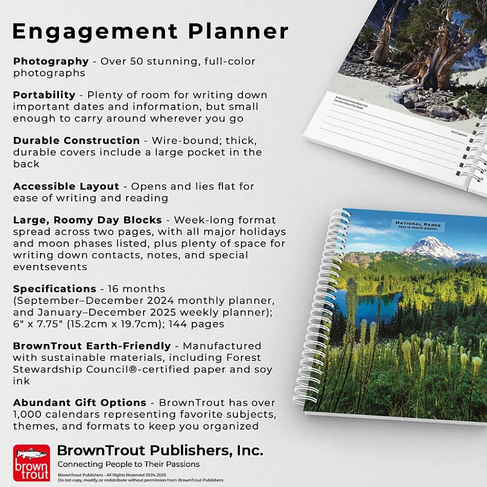 2025 Planners|BrownTrout 2025 National Parks 6" x 7.75" Weekly Engagement Planner, Paper Cover, Multicolored (9781975473242)