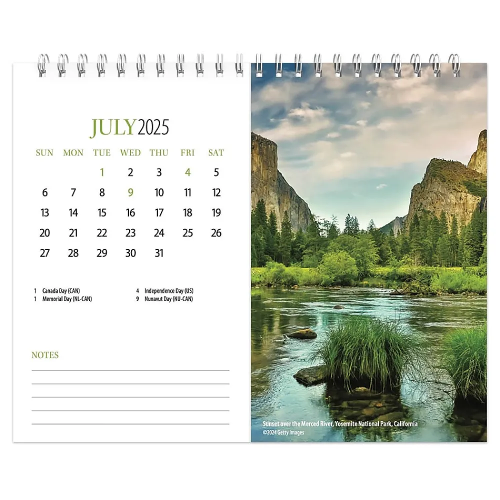 2025 Calendars|BrownTrout 2025 National Parks 7.5" x 6" Monthly Double-View Easel Desk Calendar, (9781975478469)