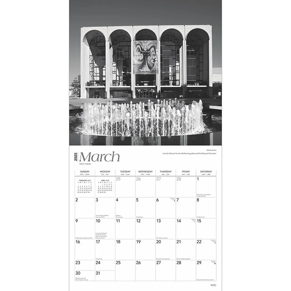 2025 Calendars|BrownTrout 2025 New York City Black & White 12" x 12" Monthly Square Wall Calendar (9781975475420)