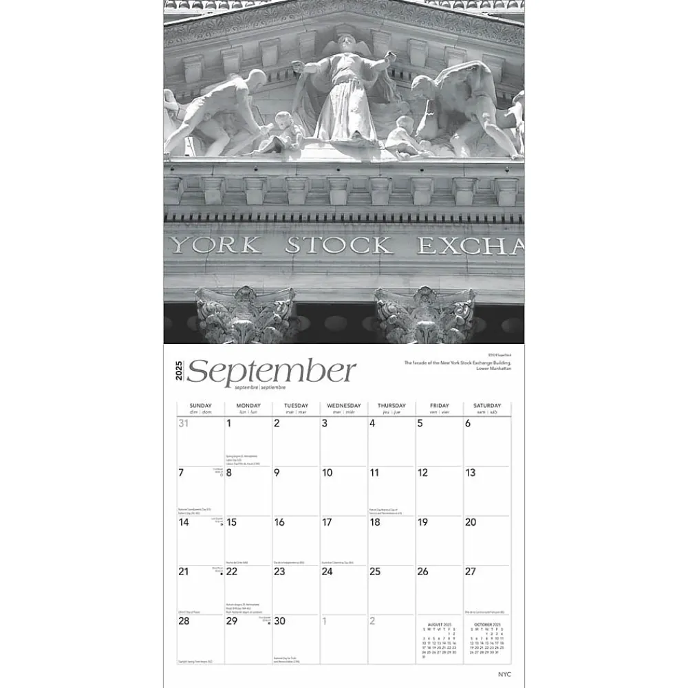 2025 Calendars|BrownTrout 2025 New York City Black & White 12" x 12" Monthly Square Wall Calendar (9781975475420)