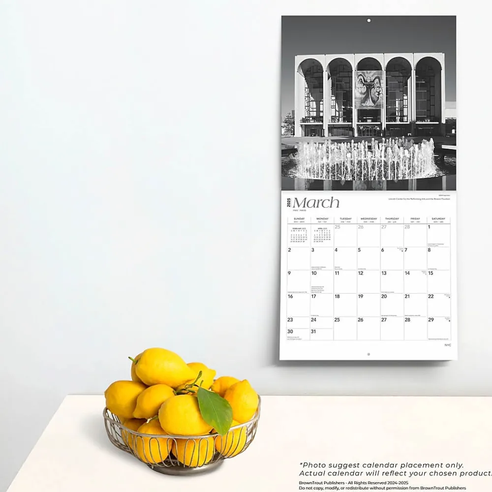 2025 Calendars|BrownTrout 2025 New York City Black & White 12" x 12" Monthly Square Wall Calendar (9781975475420)
