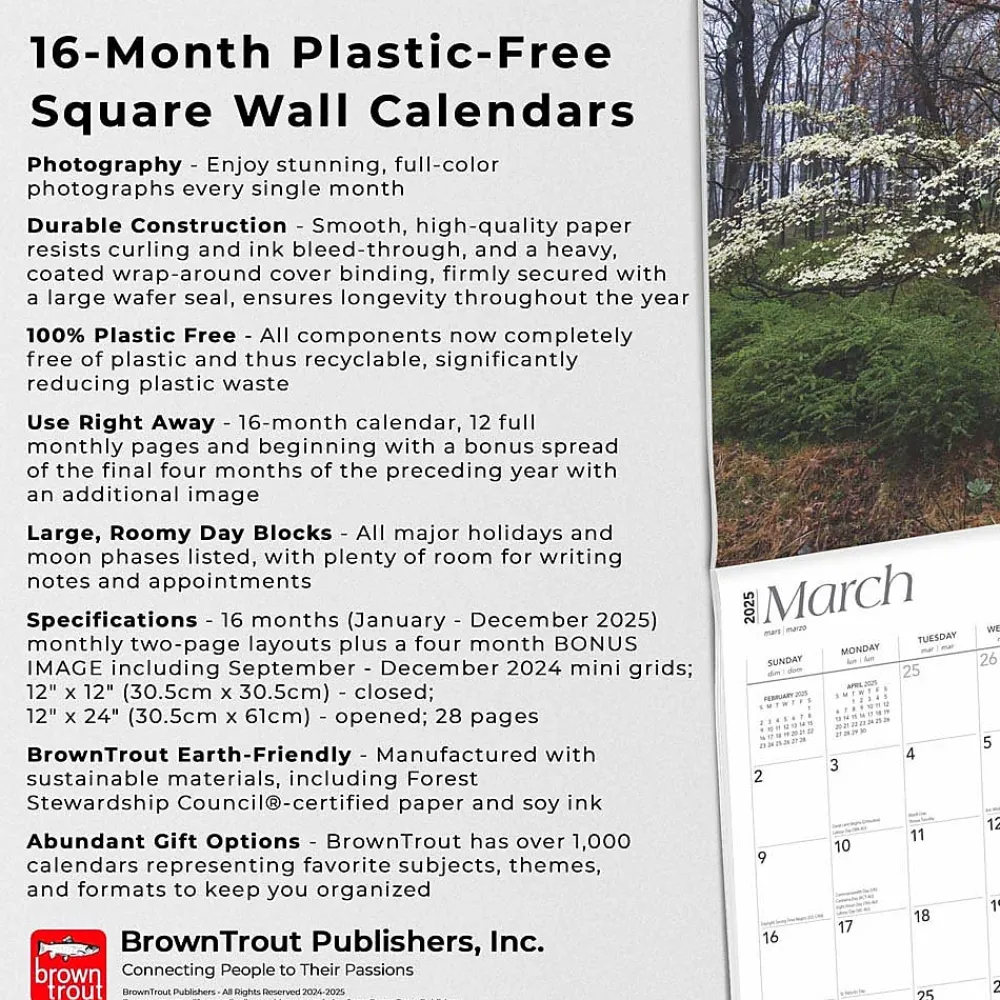2025 Calendars|BrownTrout 2025 New York Wild & Scenic 12" x 24" Monthly Square Wall Calendar (9781975475437)