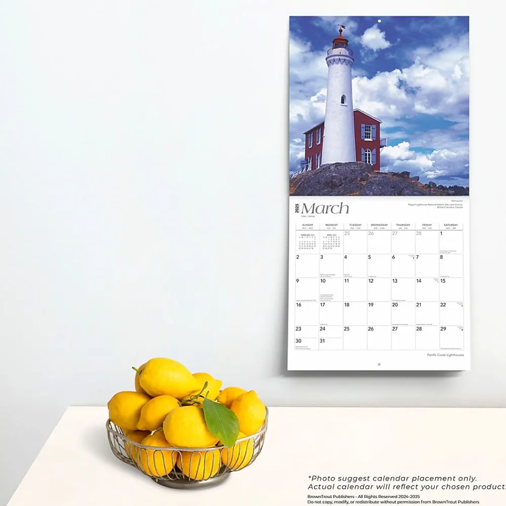 2025 Calendars|BrownTrout 2025 Pacific Coast Lighthouses 12" x 12" Monthly Square Wall Calendar (9781975475109)
