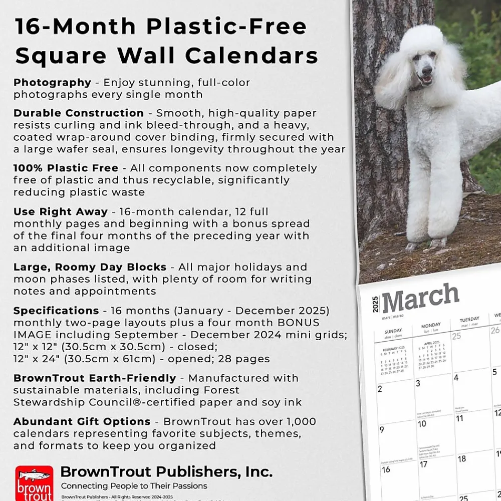 2025 Calendars|BrownTrout 2025 Poodles 12" x 12" Monthly Wall Calendar (9781975477547)