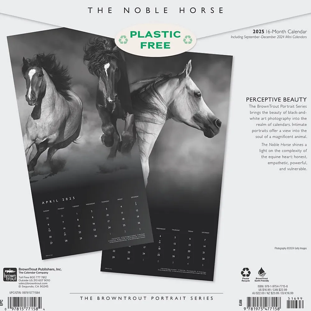 2025 Calendars|BrownTrout 2025 Portrait Series: The Noble Horse 12" x 12" Monthly Wall Calendar (9781975477158)