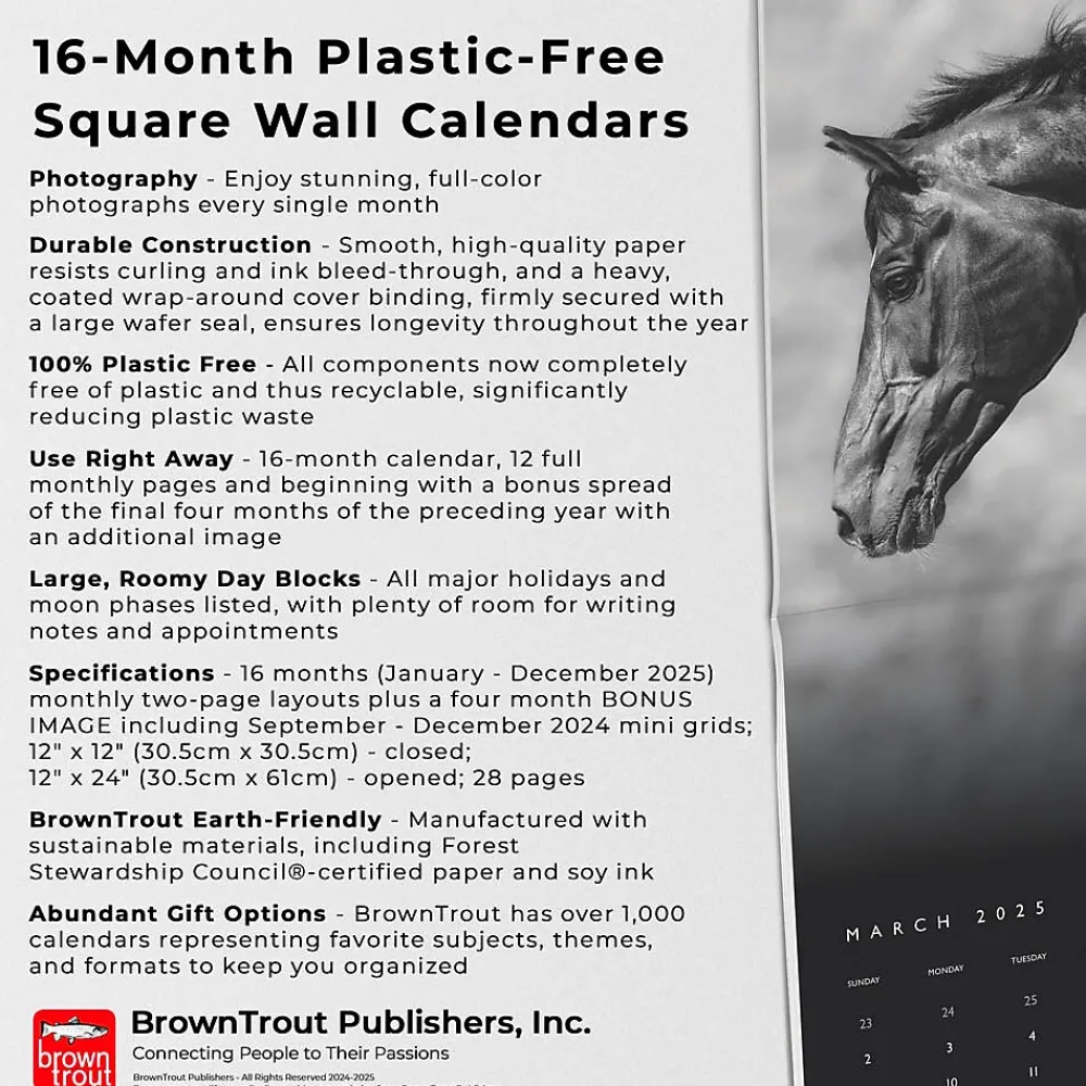 2025 Calendars|BrownTrout 2025 Portrait Series: The Noble Horse 12" x 12" Monthly Wall Calendar (9781975477158)