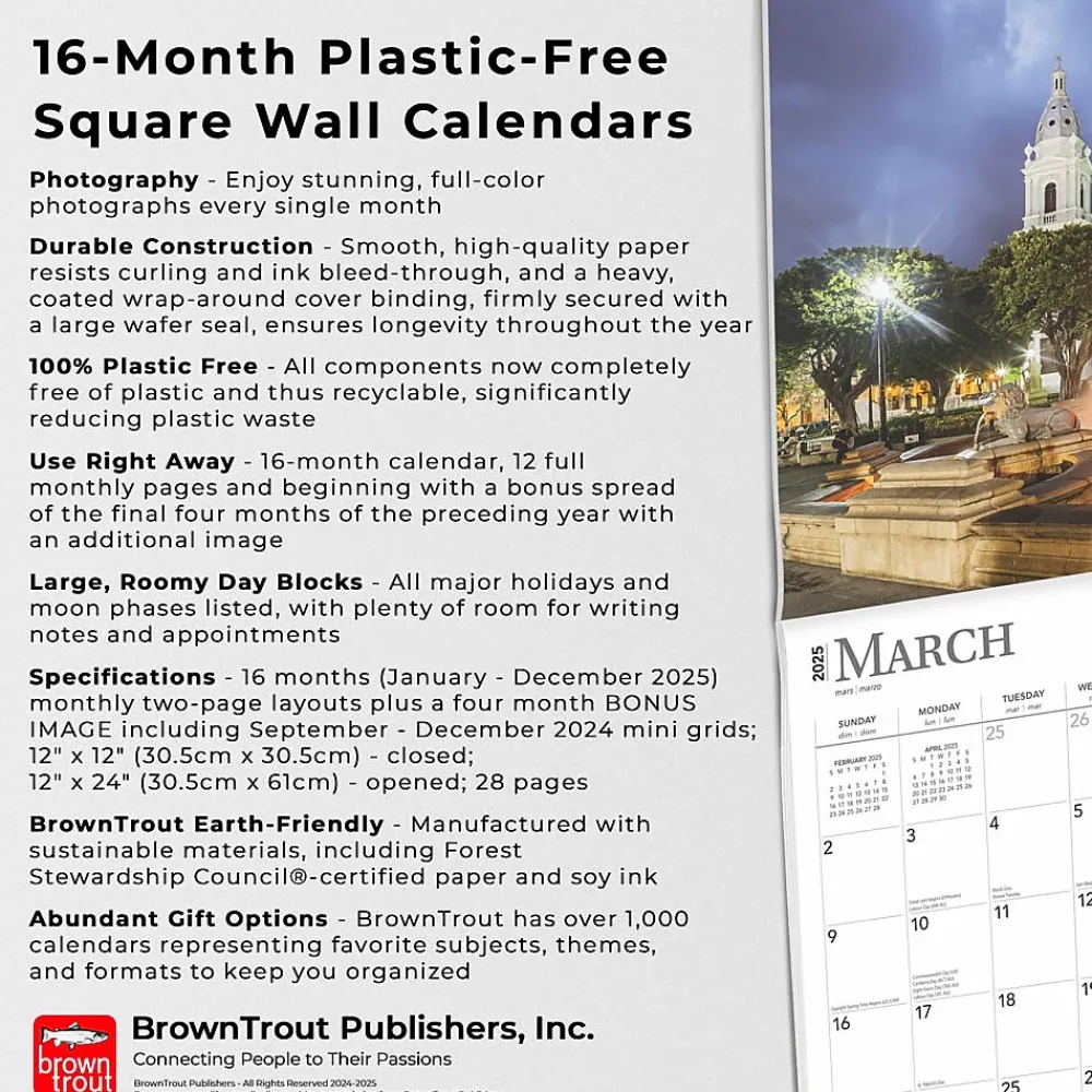 2025 Calendars|BrownTrout 2025 Puerto Rico 12" x 12" Monthly Wall Calendar (9781975475581)
