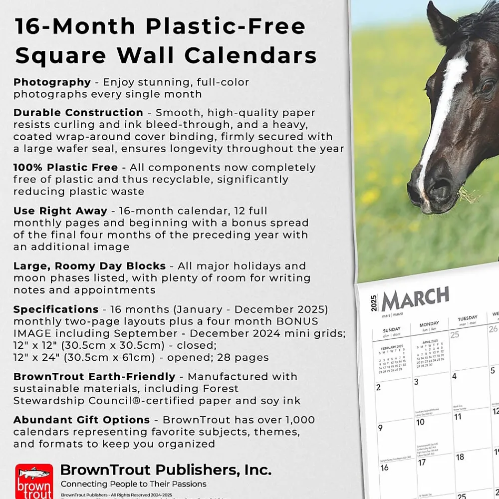 2025 Calendars|BrownTrout 2025 Quarter Horses 12" x 12" Monthly Wall Calendar (9781975477608)