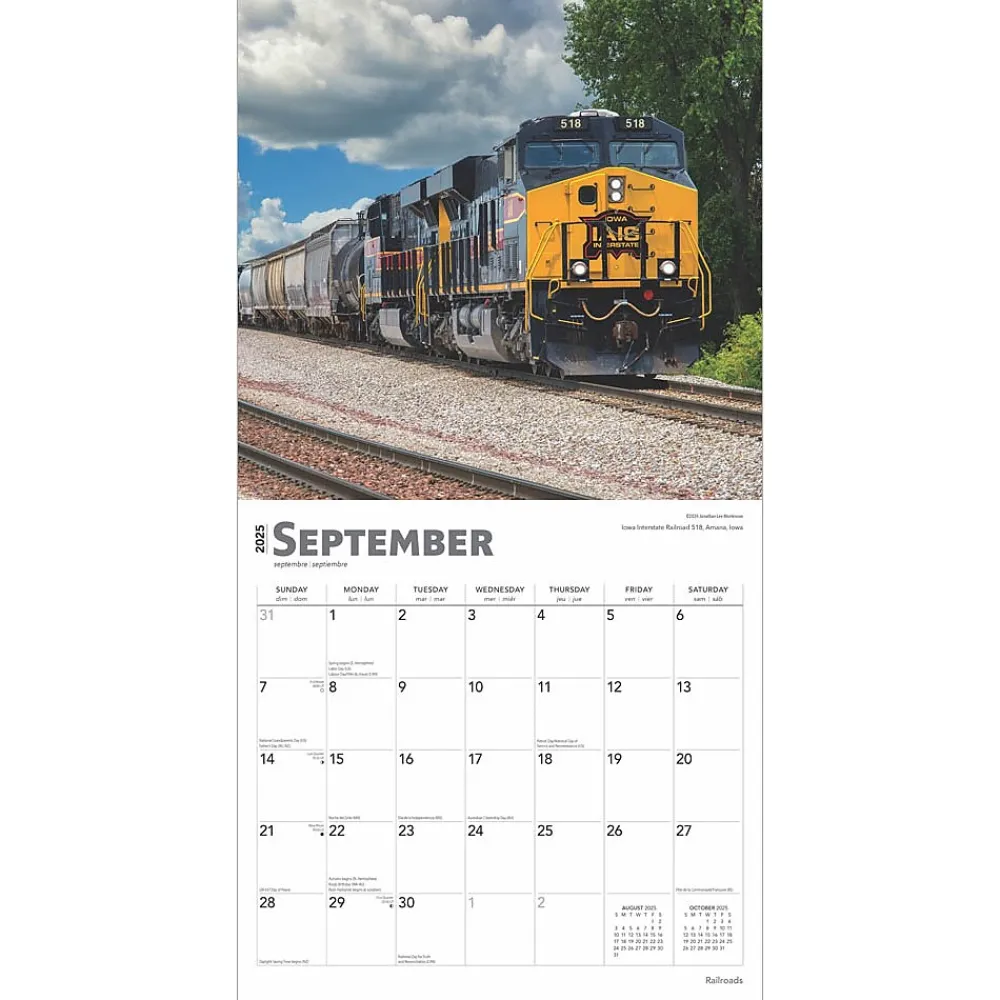 2025 Calendars|BrownTrout 2025 Railroads 12" x 12" Monthly Square Wall Calendar (9781975475604)
