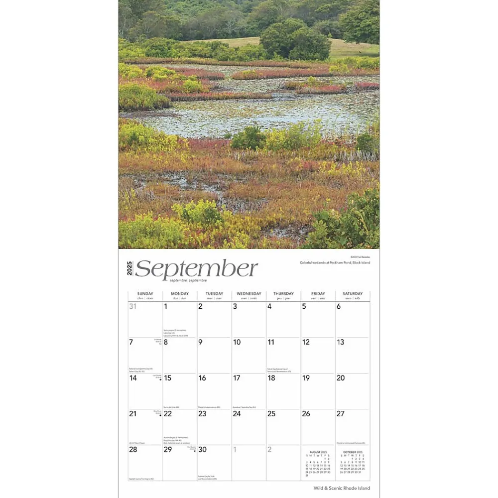 2025 Calendars|BrownTrout 2025 Rhode Island Wild & Scenic 12" x 24" Monthly Square Wall Calendar, (9781975475611)