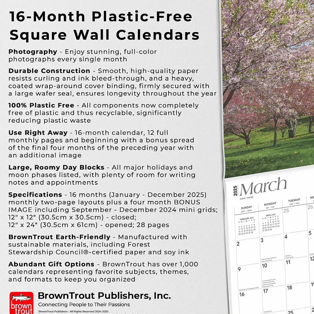 2025 Calendars|BrownTrout 2025 Rhode Island Wild & Scenic 12" x 24" Monthly Square Wall Calendar, (9781975475611)