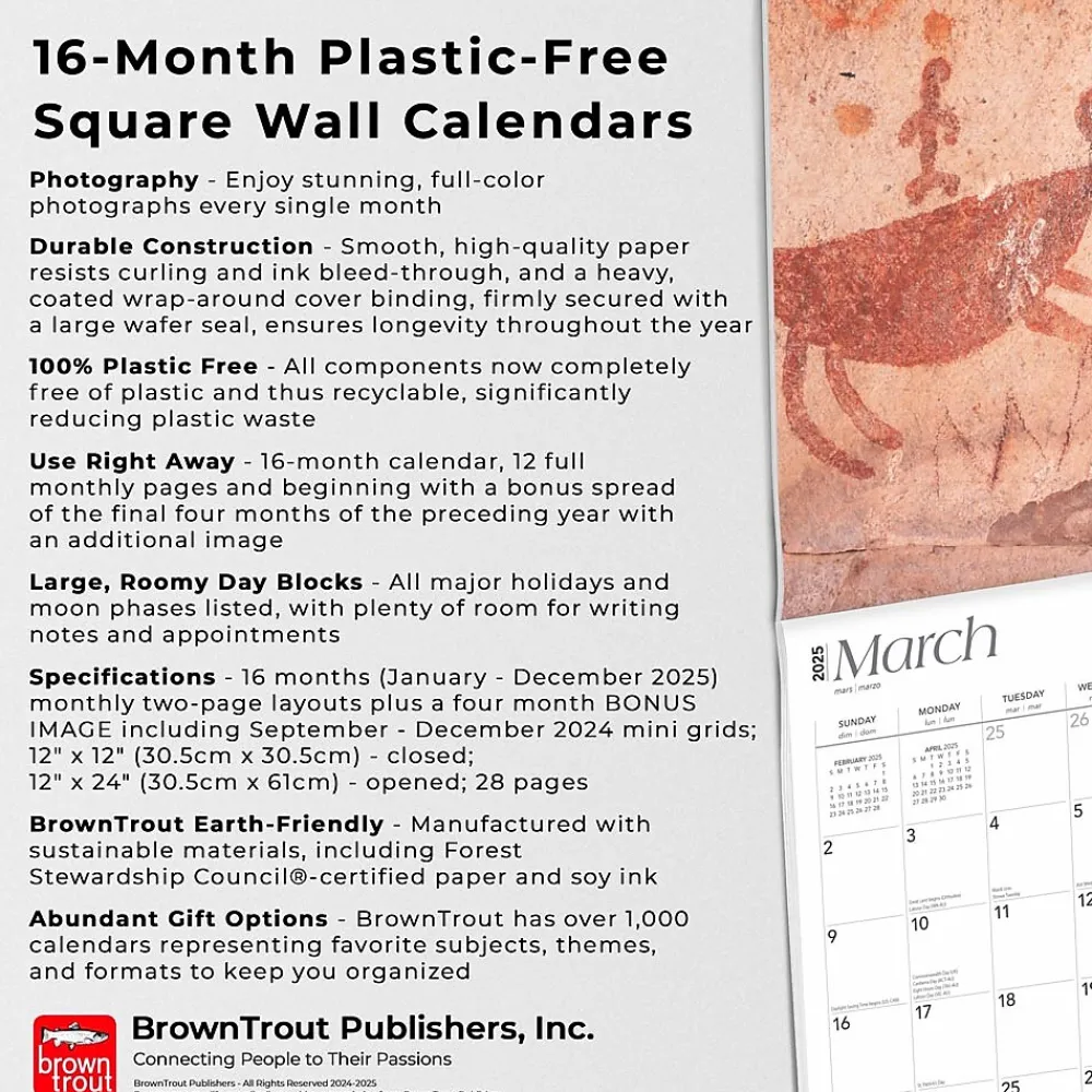 2025 Calendars|BrownTrout 2025 Rock Art of the Southwest 12" x 12" Monthly Wall Calendar (9781975476052)