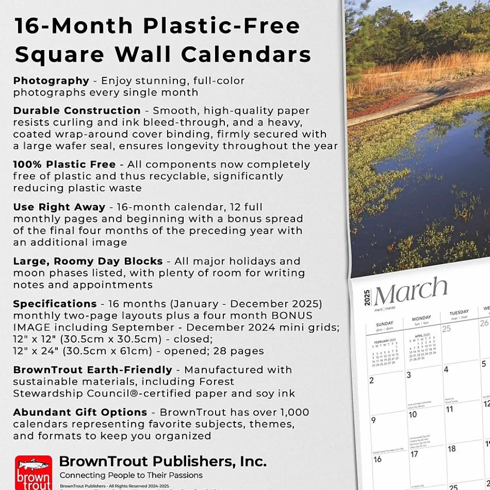 2025 Calendars|BrownTrout 2025 South Carolina Wild & Scenic 12" x 12" Monthly Square Wall Calendar (9781975475710)