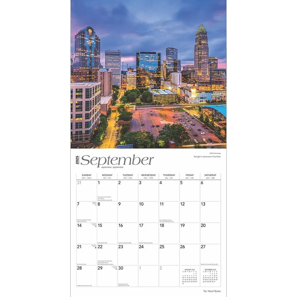 2025 Calendars|BrownTrout 2025 Tar Heel State North Carolina Places 12" x 12" Monthly Square Wall Calendar (9781975483043)