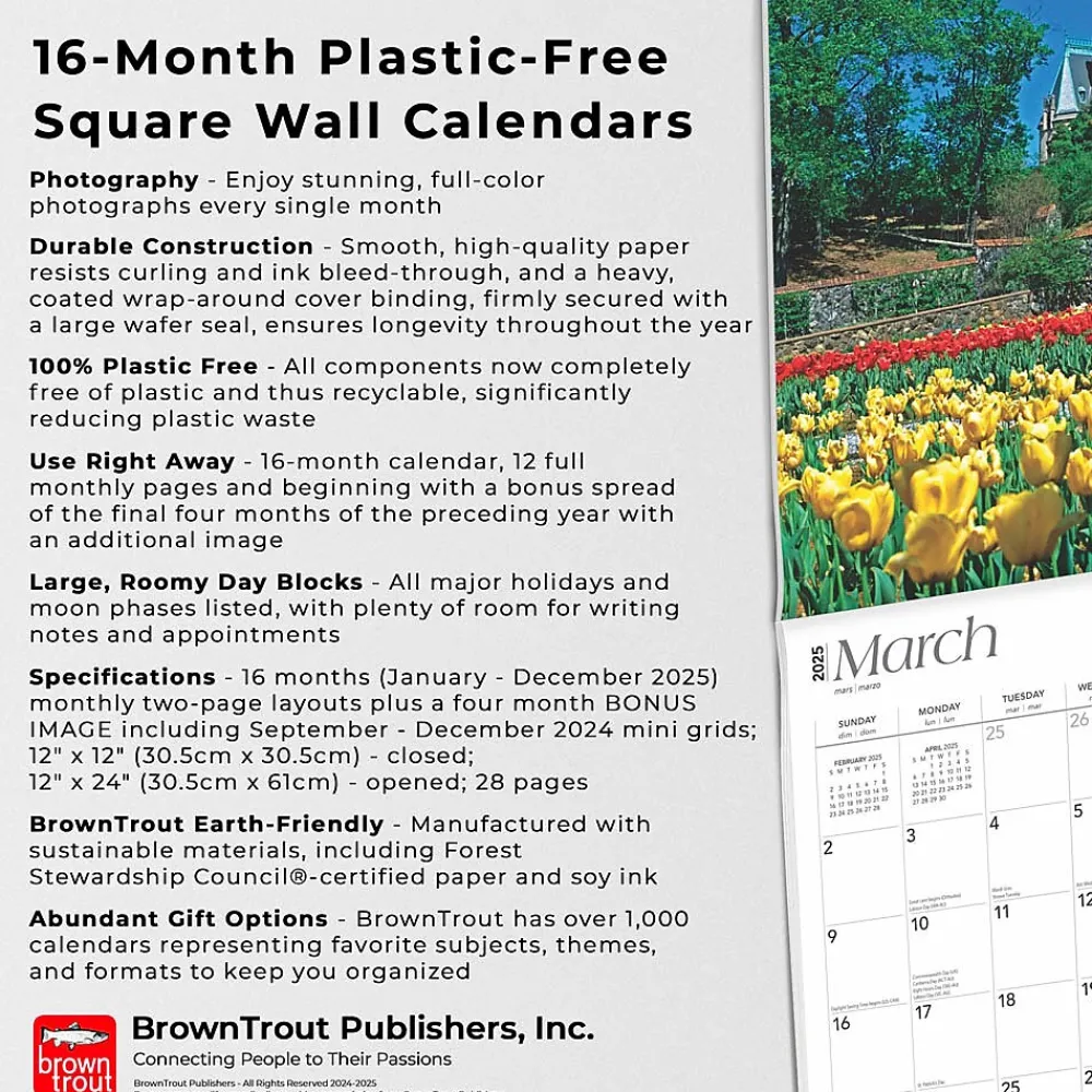 2025 Calendars|BrownTrout 2025 Tar Heel State North Carolina Places 12" x 12" Monthly Square Wall Calendar (9781975483043)