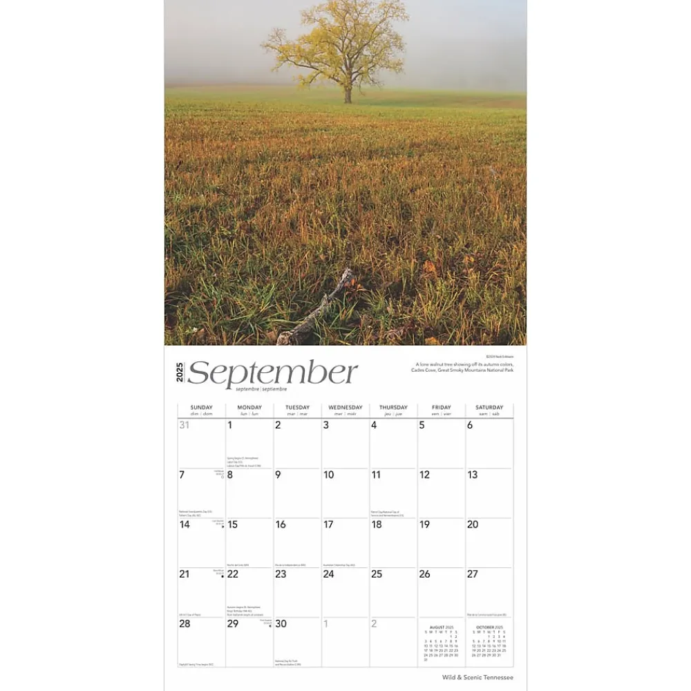 2025 Calendars|BrownTrout 2025 Tennessee Wild & Scenic 12" x 12" Monthly Wall Calendar (9781975475765)