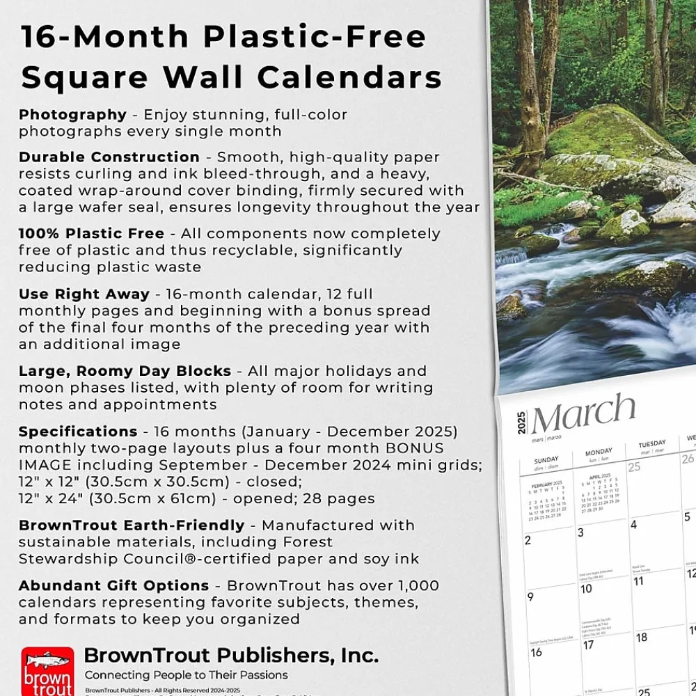 2025 Calendars|BrownTrout 2025 Tennessee Wild & Scenic 12" x 12" Monthly Wall Calendar (9781975475765)