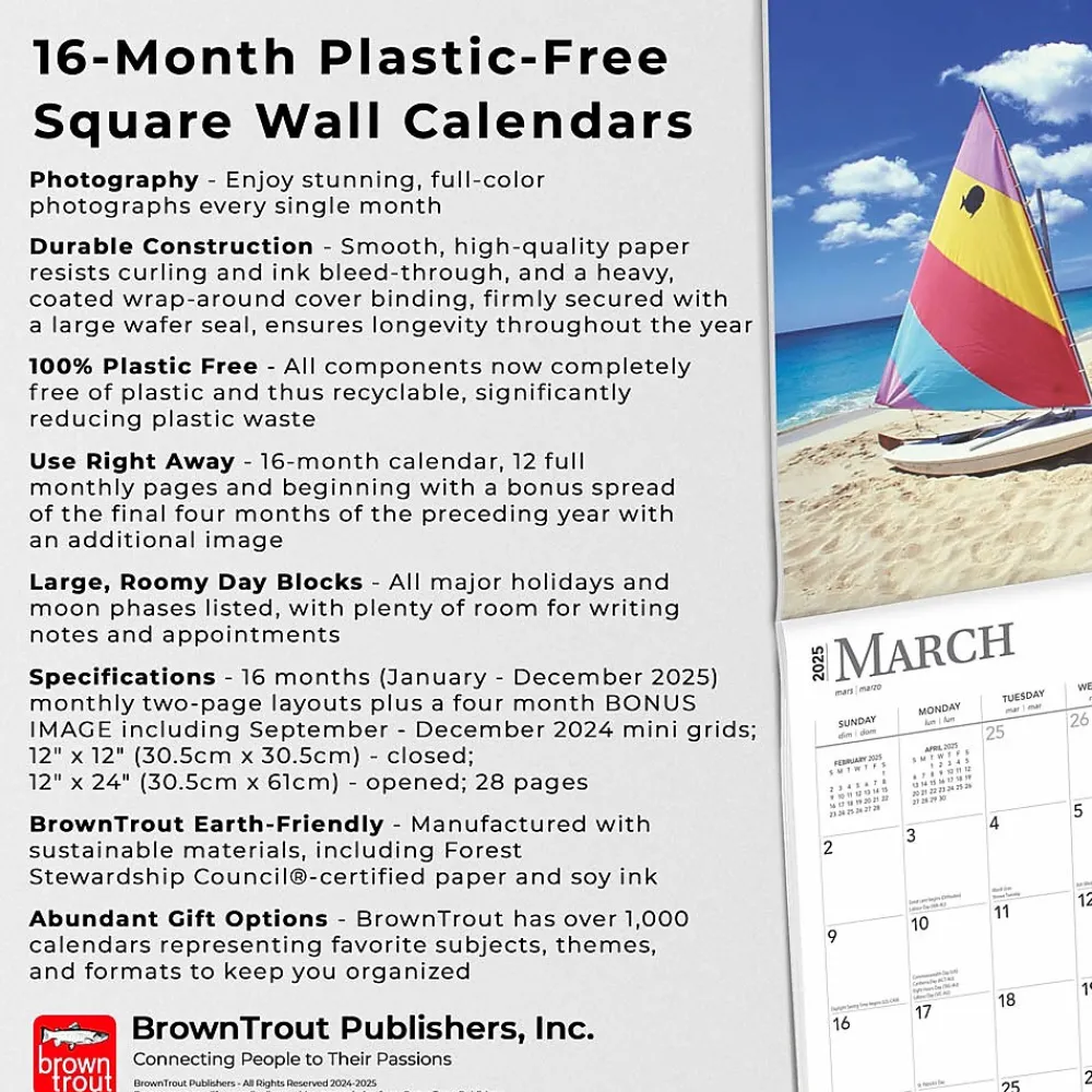 2025 Calendars|BrownTrout 2025 The Caribbean 12" x 12" Monthly Wall Calendar (9781975474584)