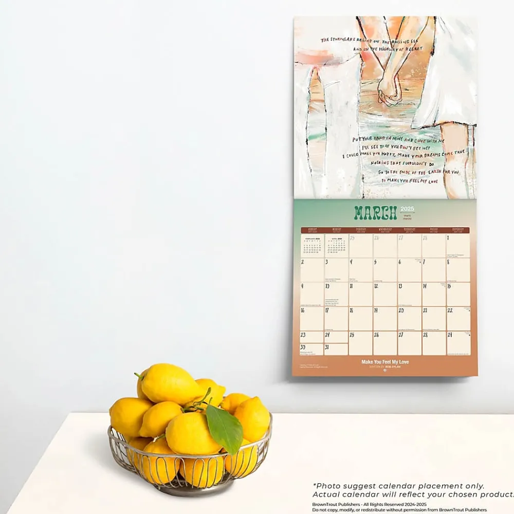 2025 Calendars|BrownTrout 2025 Time Out of Mind Lyrics Written by Bob Dylan 12" x 12" Monthly Square Wall Calendar (9781975483227)