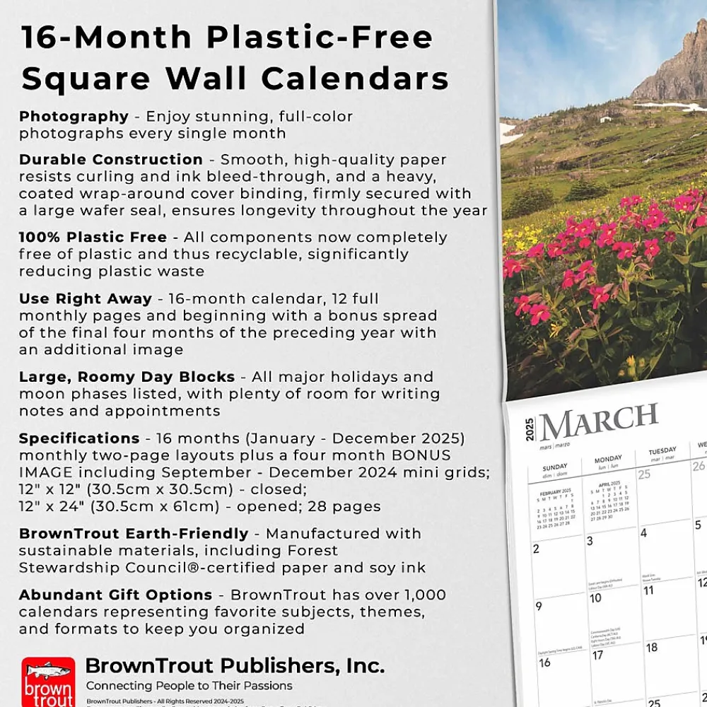 2025 Calendars|BrownTrout 2025 Tranquility 12" x 12" Monthly Square Wall Calendar (9781975477882)