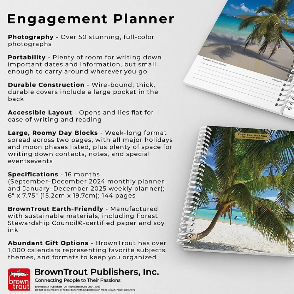 2025 Planners|BrownTrout 2025 Tropical Islands 6" x 7.75" Weekly Engagement Planner, Paper Cover, Multicolored (9781975473266)