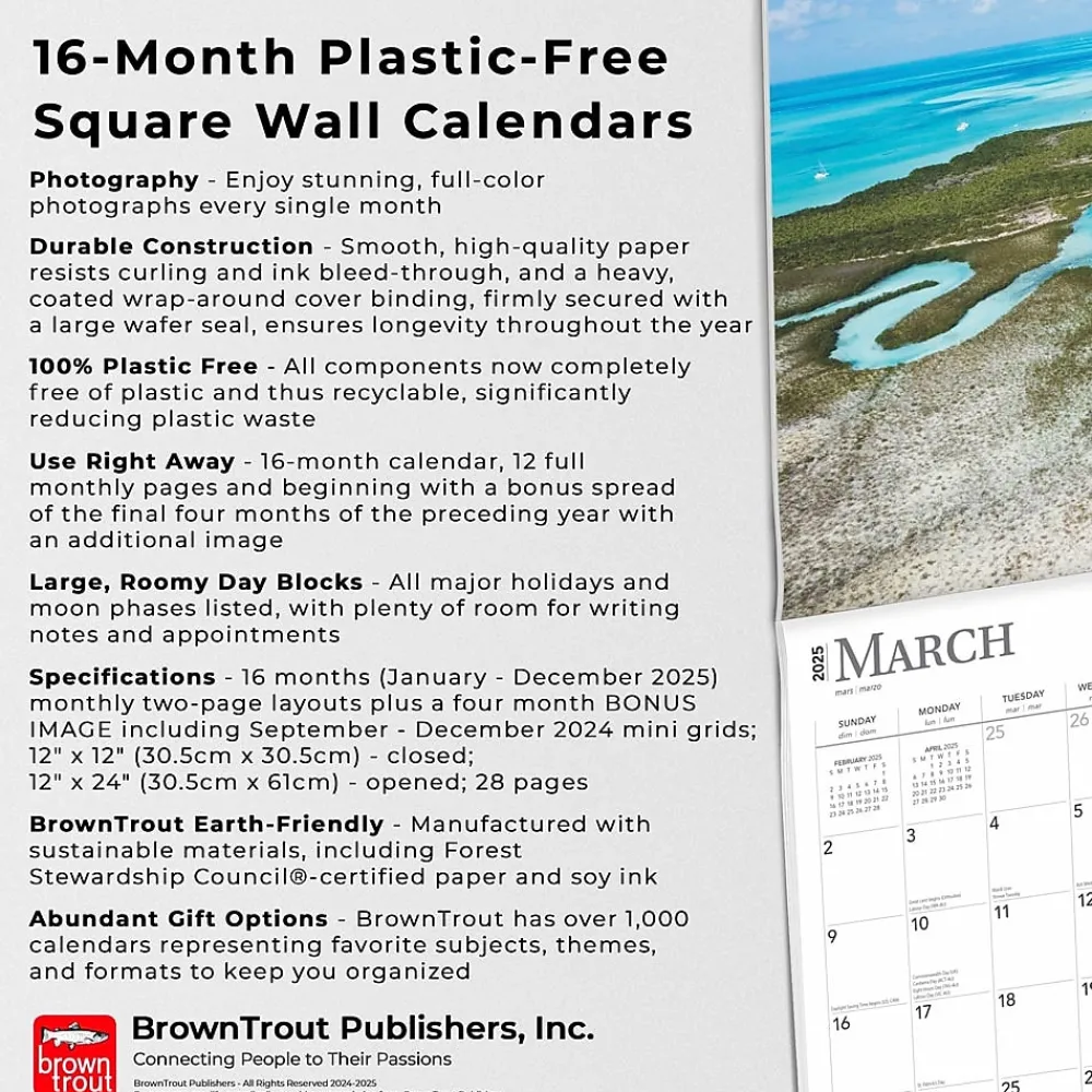 2025 Calendars|BrownTrout 2025 Tropical Islands 12" x 12" Monthly Wall Calendar (9781975477899)