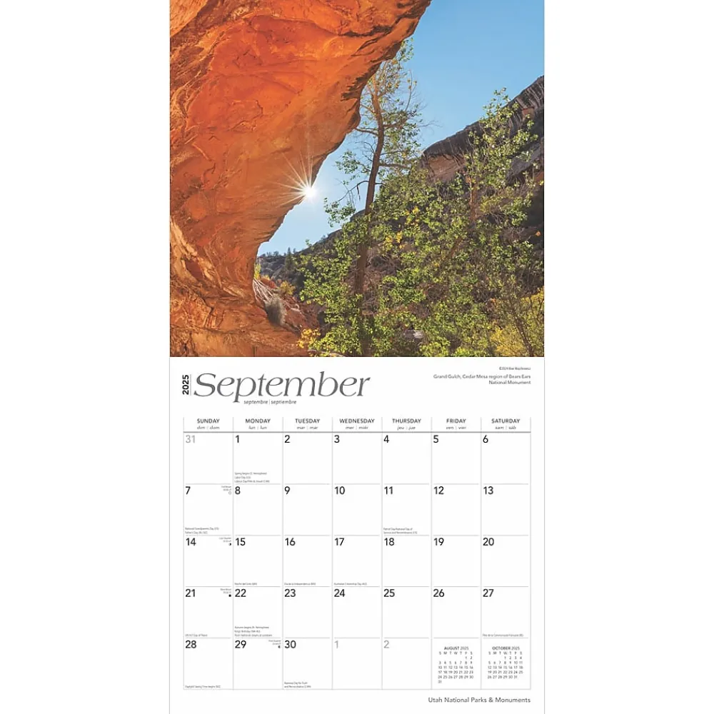 2025 Calendars|BrownTrout 2025 Utah National Parks & Monuments 12" x 12" Monthly Square Wall Calendar (9781975476069)