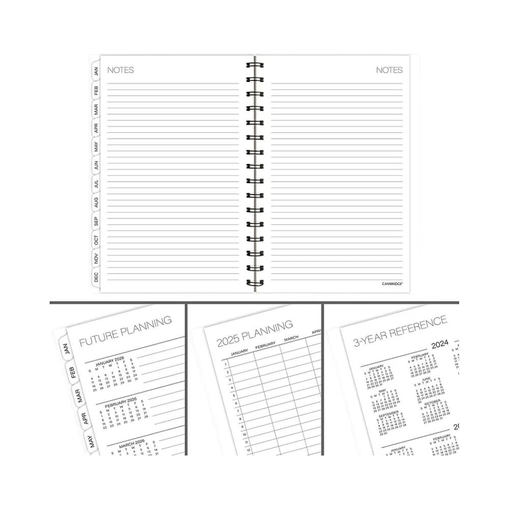 2025 Planners|Cambridge 2025 Alicia 5.5" x 8.5" Weekly & Monthly Planner, Poly Cover, Pink/Black (1726-200-25)